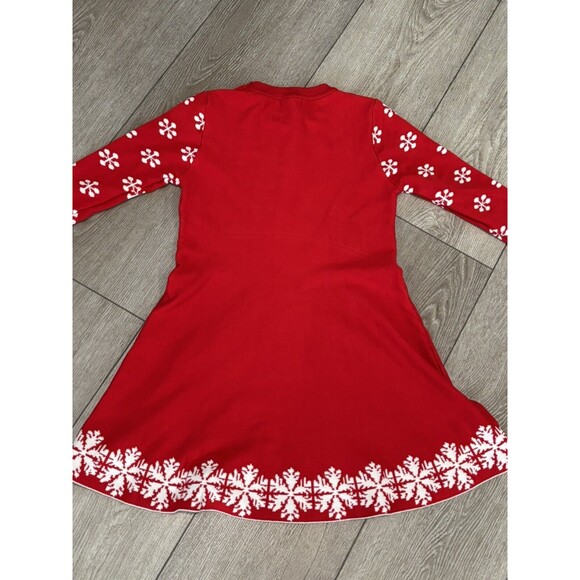 Girls Sweater Dress 10-12 Red White Reindeer Christmas Holiday Party Large - Picture 8 of 8